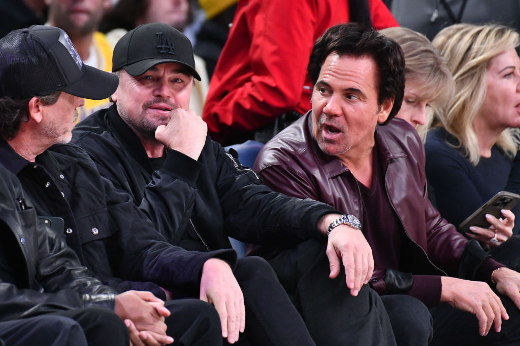 LOS ANGELES, CALIFORNIA - DECEMBER 23: Leonardo DiCaprio and Tom Gores attend a basketball game between the Los Angeles Lakers and the Detroit Pistons at Crypto.com Arena on December 23, 2024 in Los Angeles, California. NOTE TO USER: User expressly acknowledges and agrees that, by downloading and or using this photograph, User is consenting to the terms and conditions of the Getty Images License Agreement. (Photo by Allen Berezovsky/Getty Images)