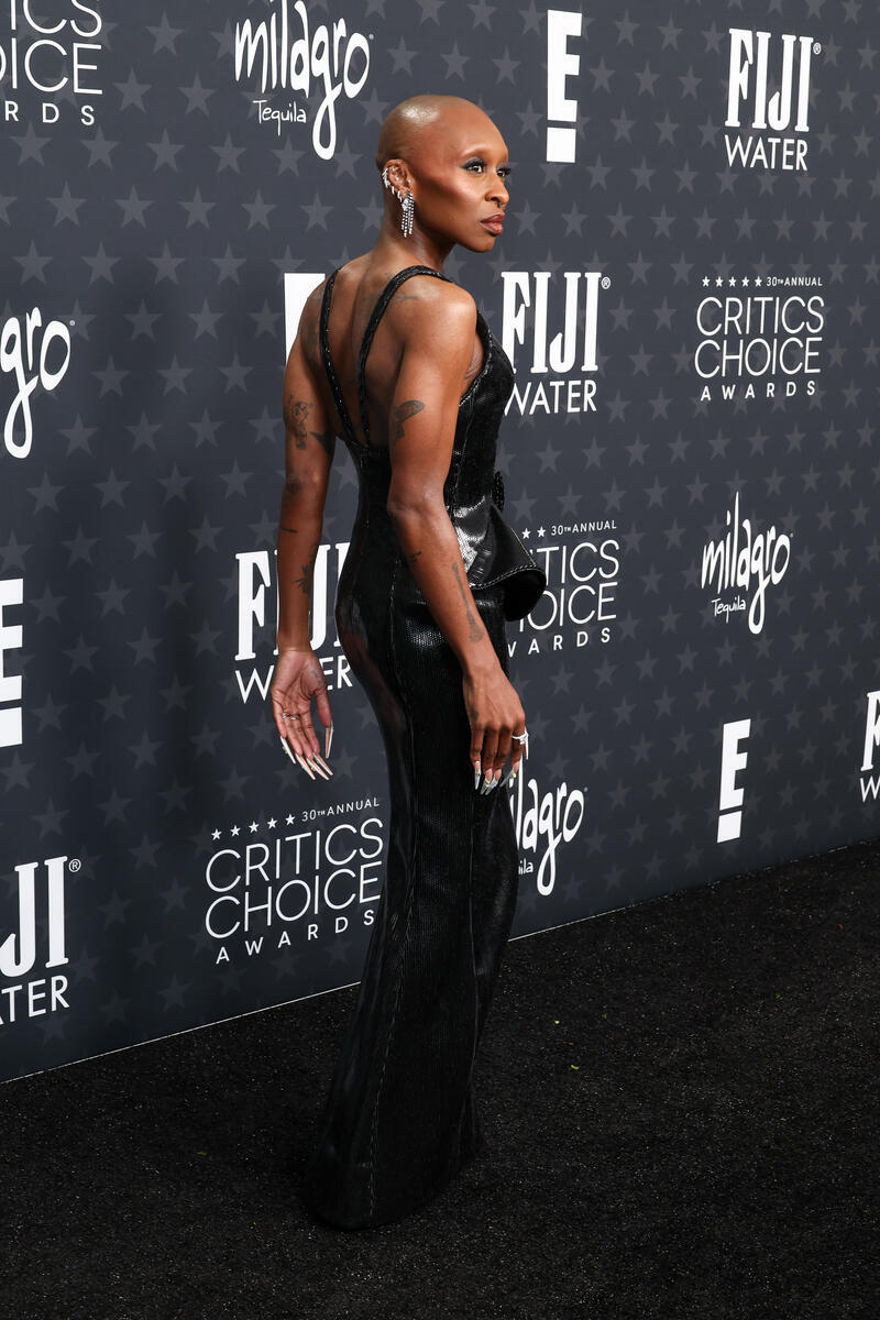 Cynthia Erivo at the 30th Annual Critics Choice Awards held at The Barker Hangar on February 7, 2025 in Santa Monica, California.