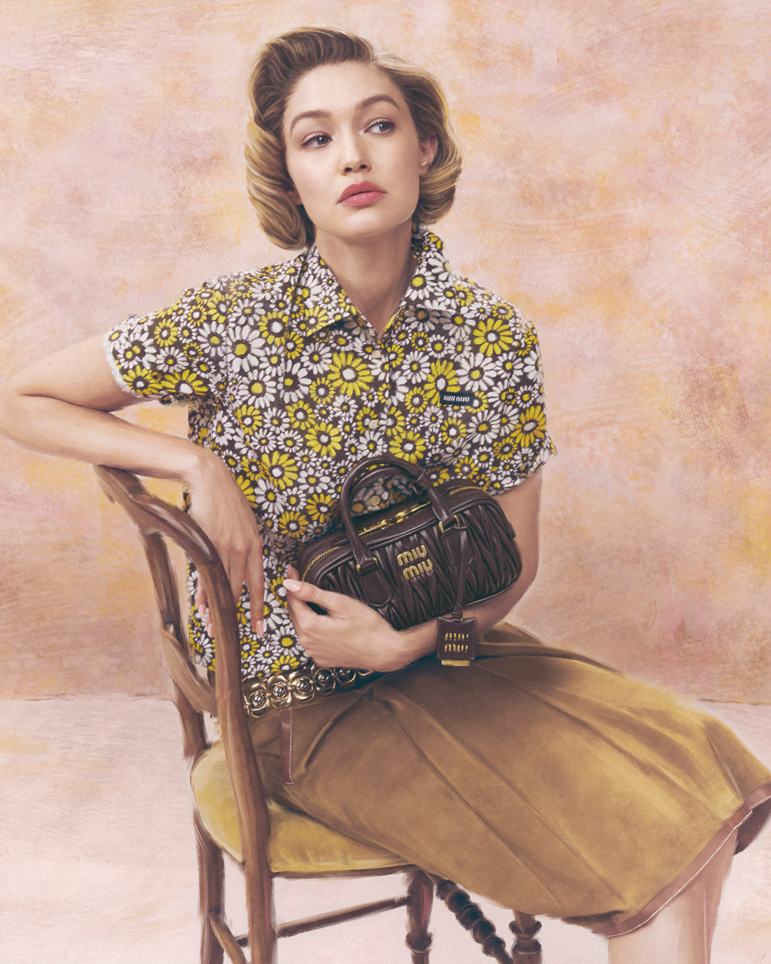 Miu Miu's 2025 leather goods campaign starring Gigi Hadid.