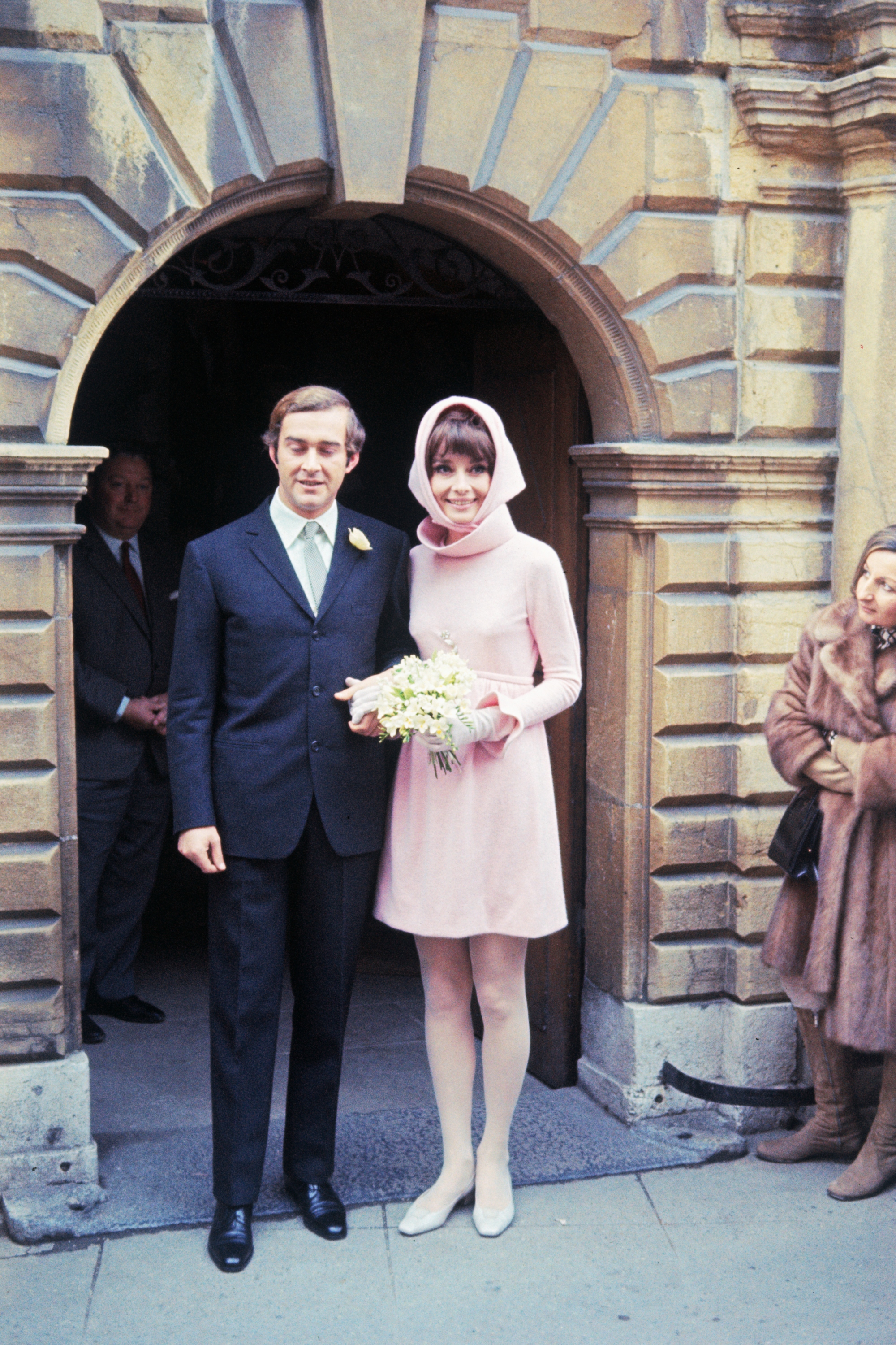 Audrey Hepburn's wedding photo with Andrea Dotti.