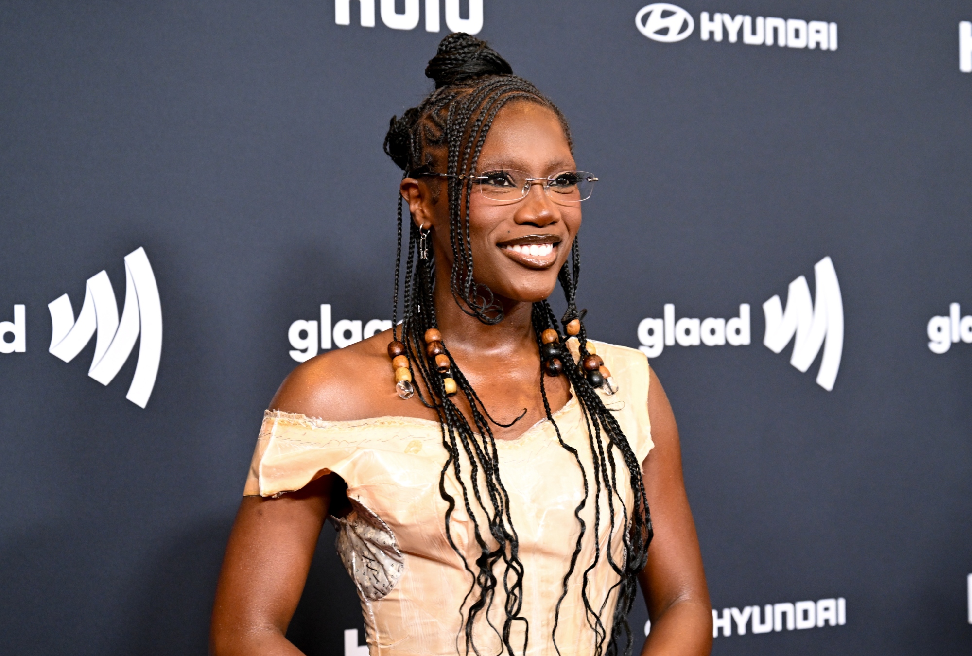 Doechii attends the GLAAD Media Awards wearing Maison Margiela.