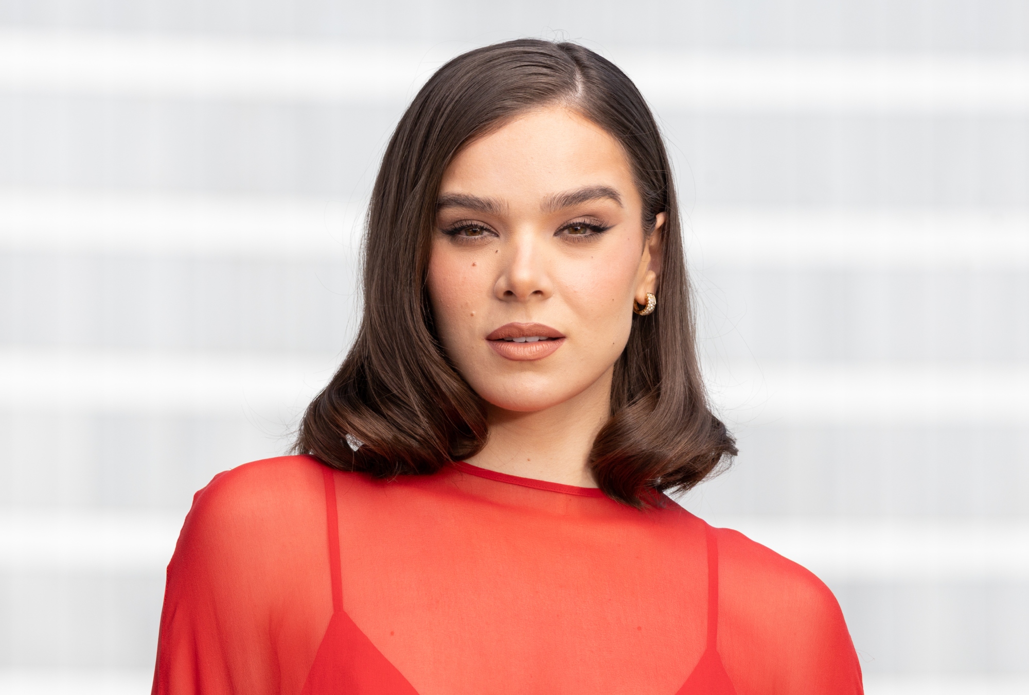 Hailee Steinfeld at the 'Sinners' Mexico City photo call, sheer fashion and peekaboo bra trends