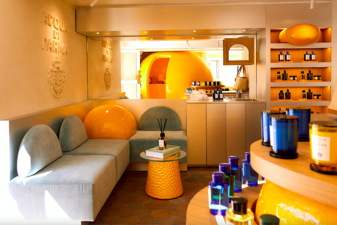 Inside the Acqua di Parma store in Saint-Tropez.