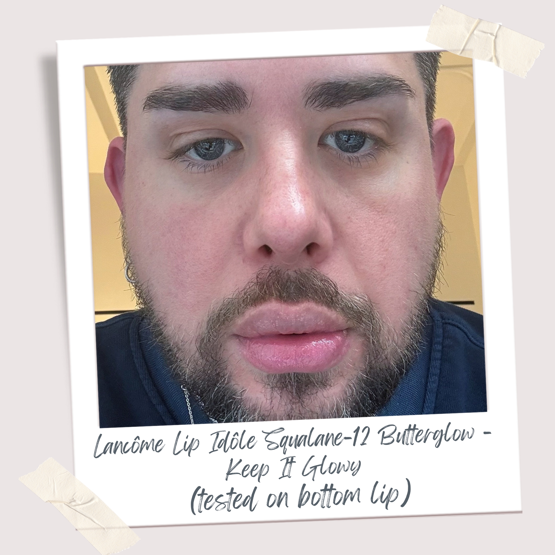 WWD Shop editor wears a pink shade Keep It Glowy of Lancome's butterglow balm during testing