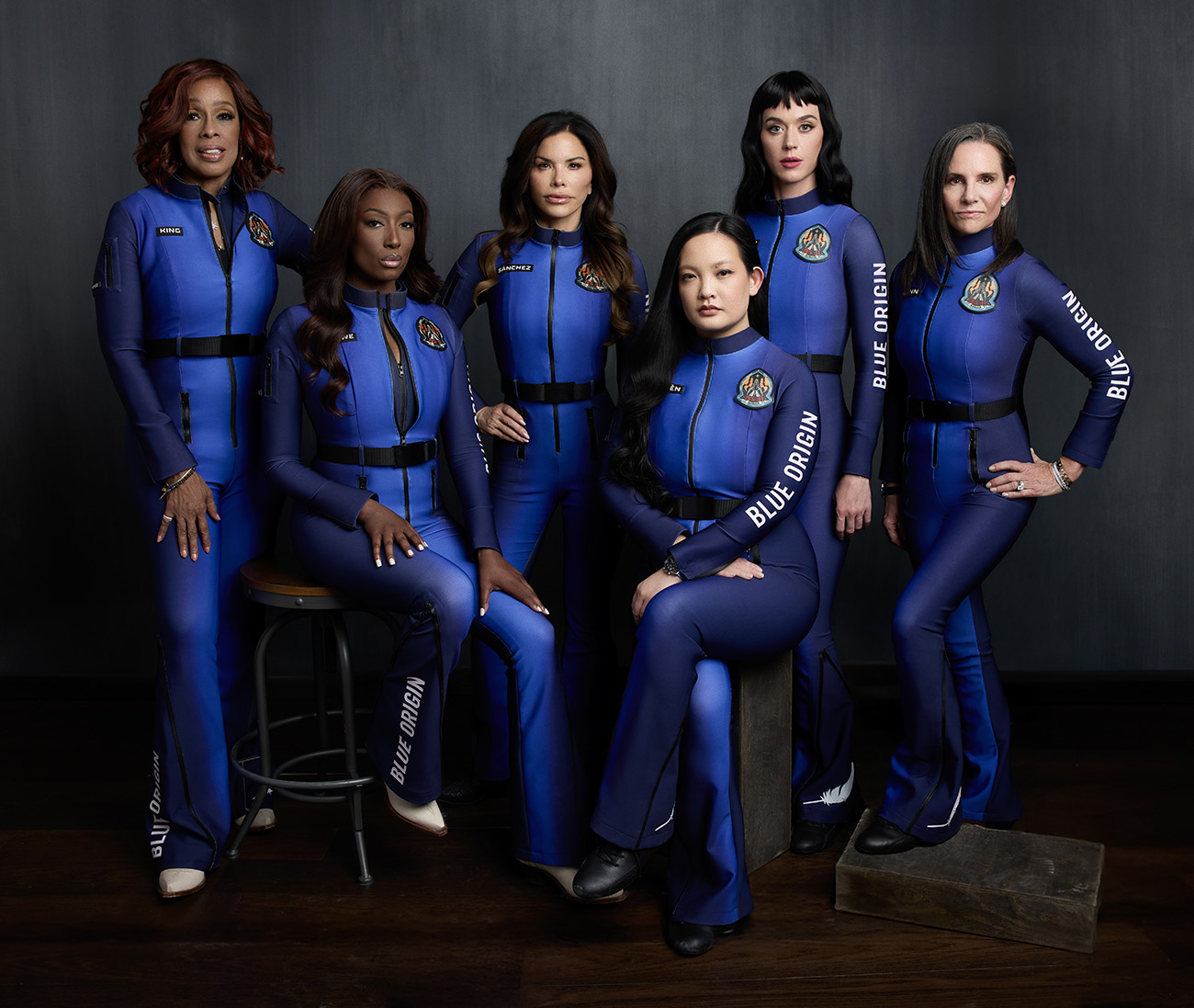 Kerianne Flynn with Lauren Sanchez, Gayle King, Katy Perry, Aisha Bowe and Amanda Nguyễn.