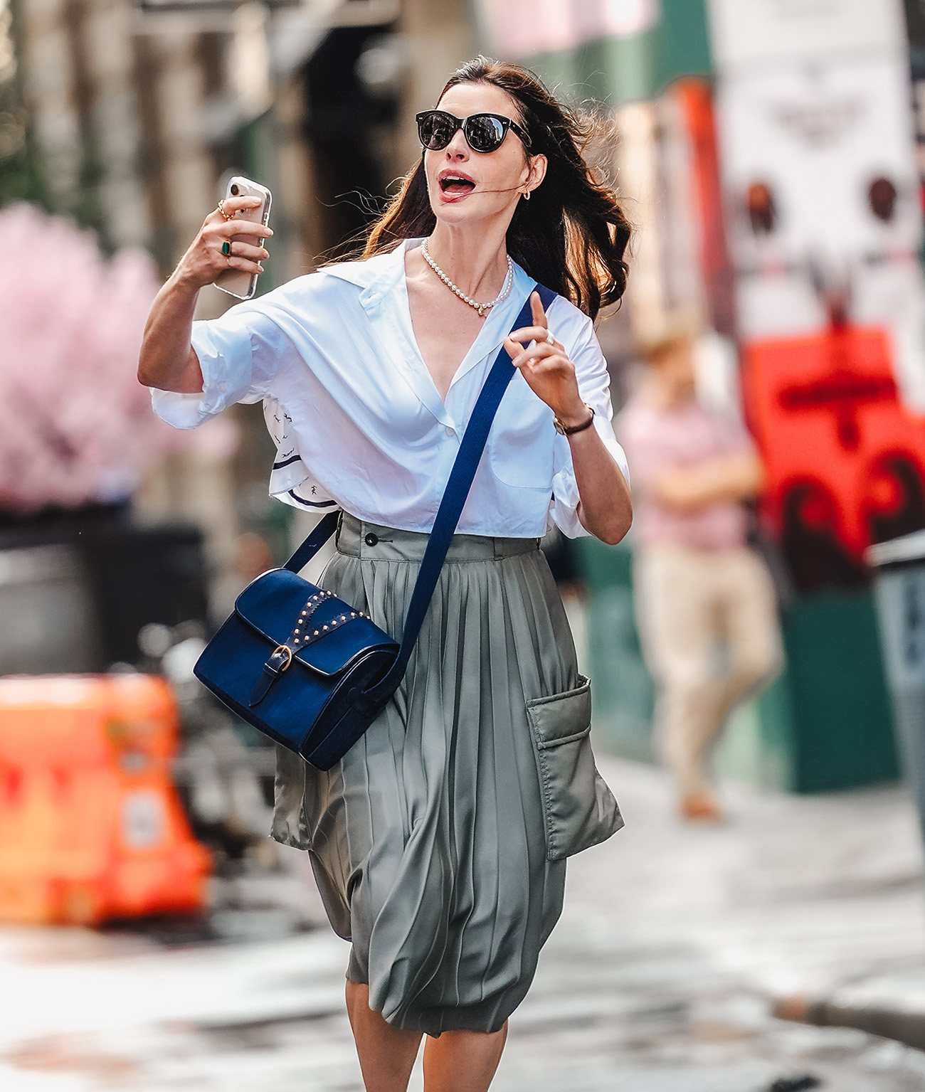 NEW YORK, NY - AUGUST 7: Anne Hathaway is seen on the set of