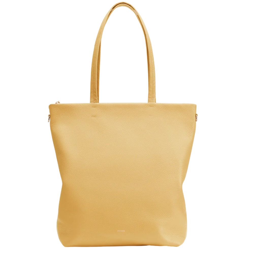 beige leather tote bag