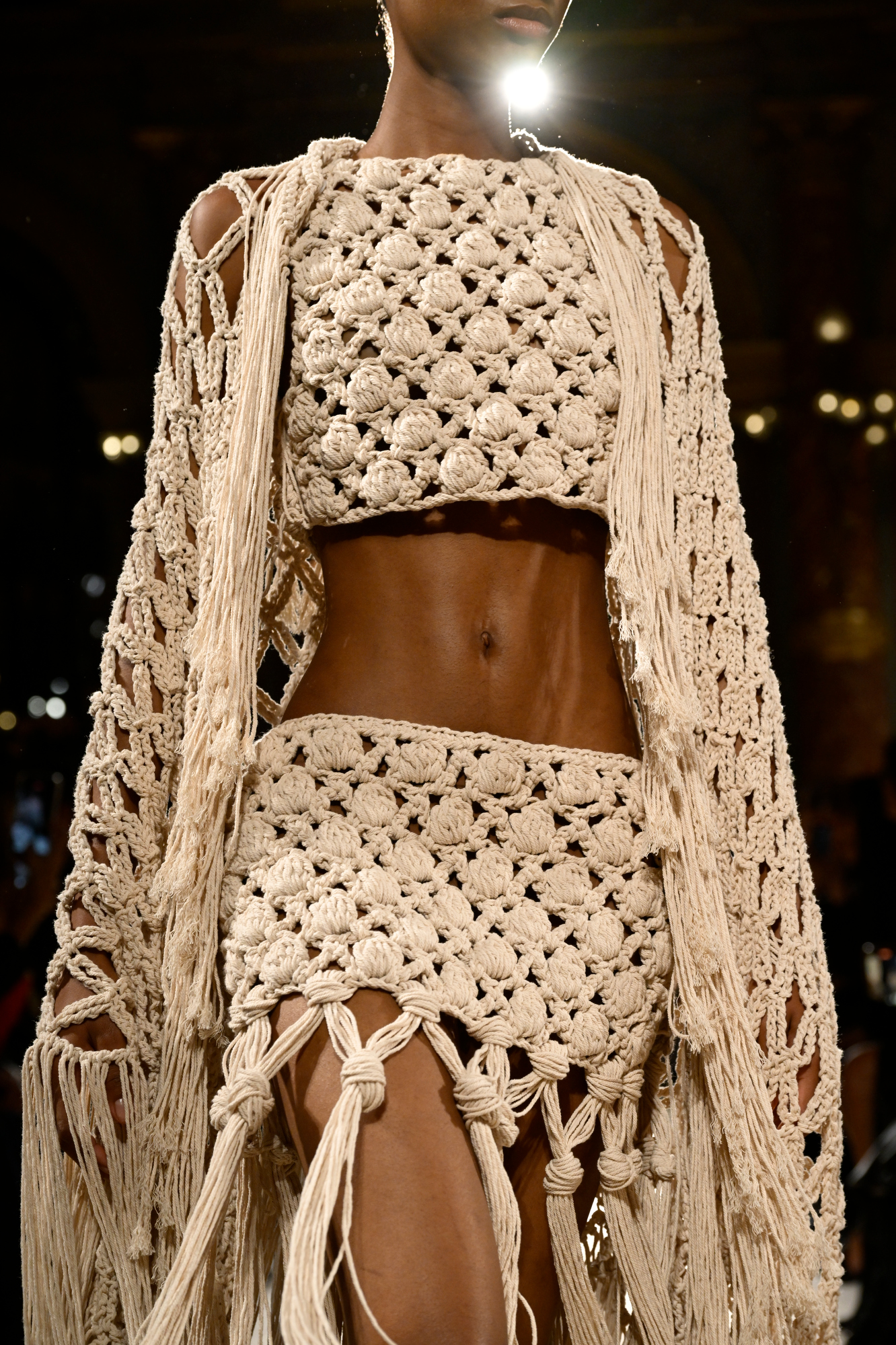 Model on the runway at the Balmain fashion show as part of Spring/Summer 2026 Paris Fashion Week held at Hotel InterContinental on October 01, 2025 in Paris, France.