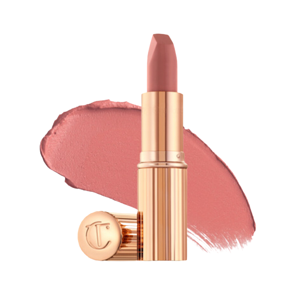 pink lipstick in gold tube