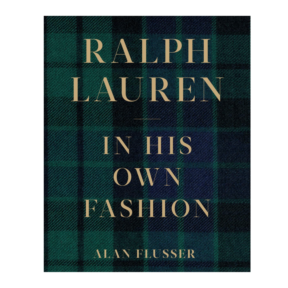 green plaid coffee table book with gold text