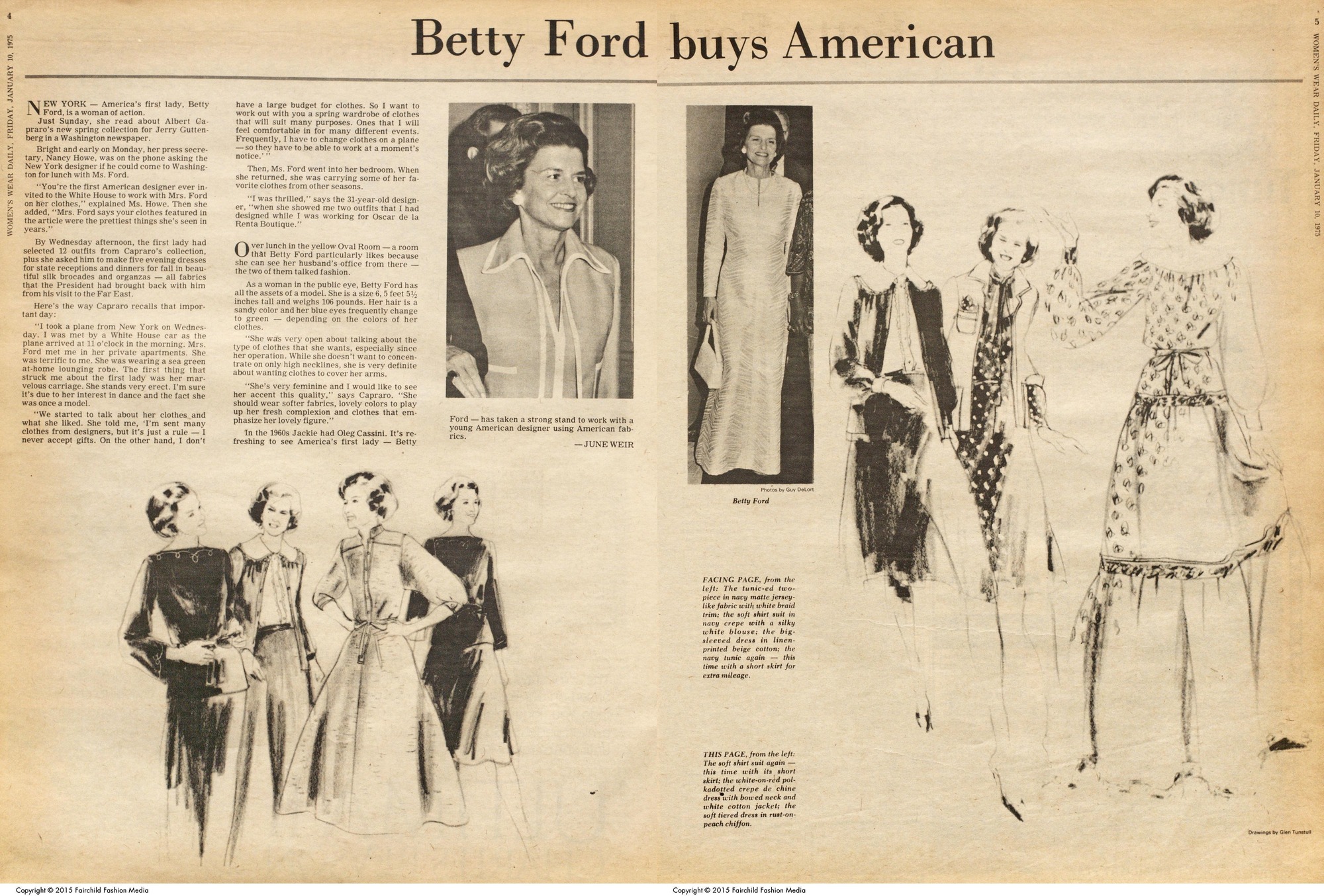 "Betty Ford Buys American" appeared in WWD on Jan. 10, 1975.
