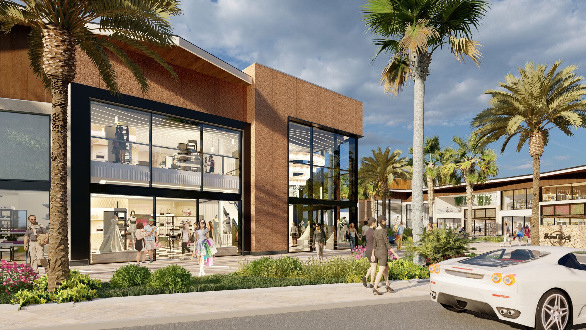 A rendering of the Ibiza Gallery luxury retail and lifestyle destination.