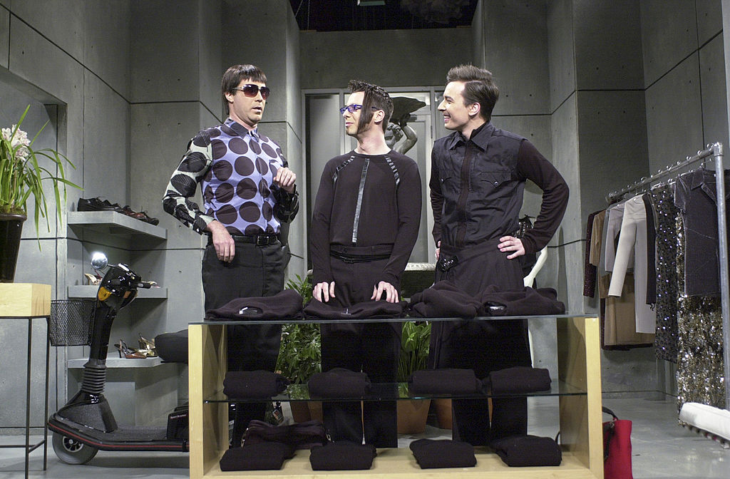 SATURDAY NIGHT LIVE -- Episode 12 -- Aired 02/17/2001 -- Pictured: (l-r) Will Ferrell as supervisor, Sean Hayes as clerk, Jimmy Fallon as clerk during "Jeffrey's" skit (Photo by Mary Ellen Matthews/NBCU Photo Bank/NBCUniversal via Getty Images via Getty Images)