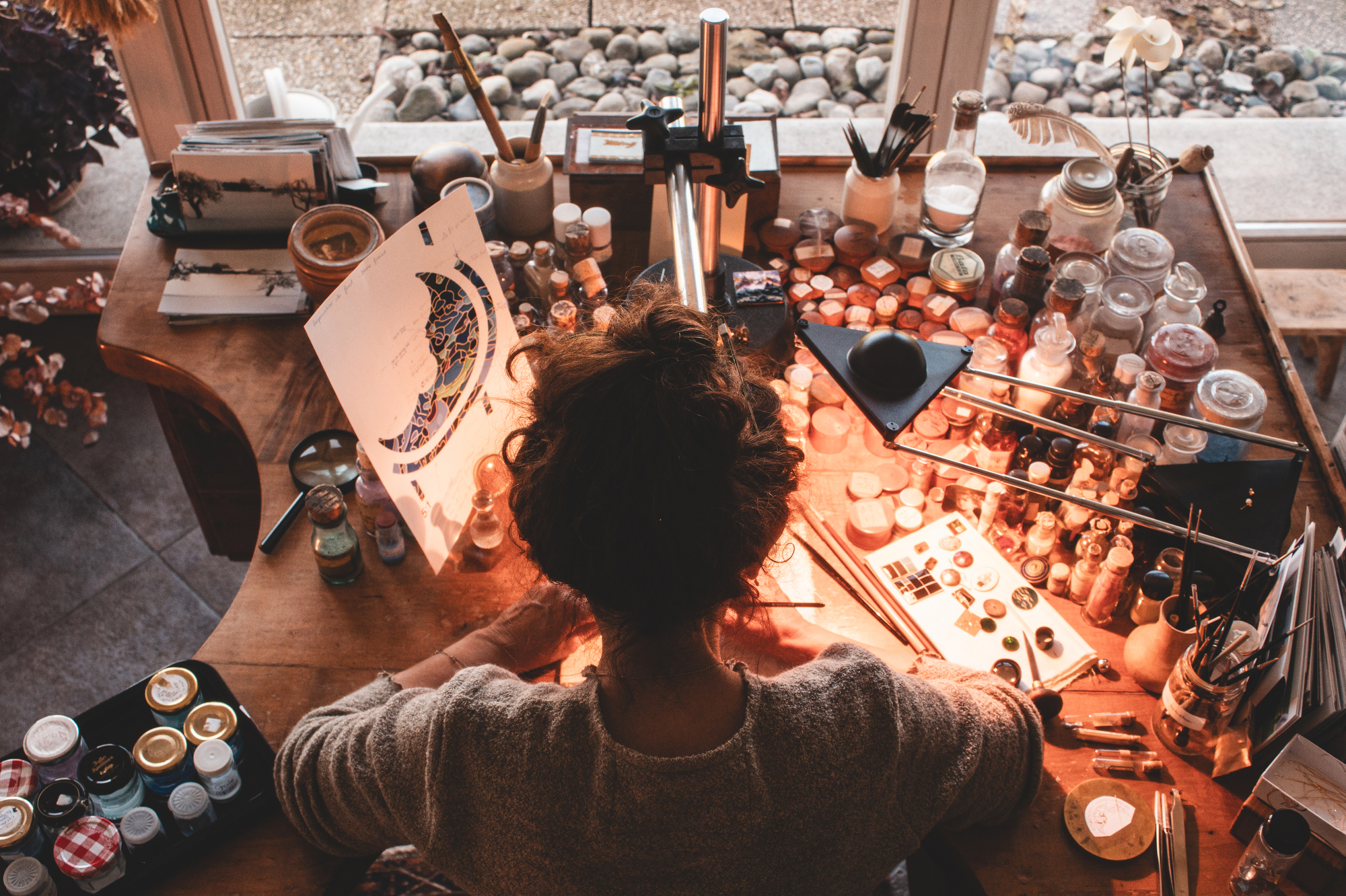 Anita Porchet at her work bench.