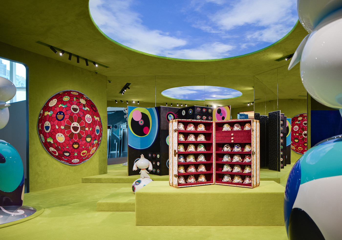Works by Takashi Murakami at the Louis Vuitton booth at Art Basel Hong Kong