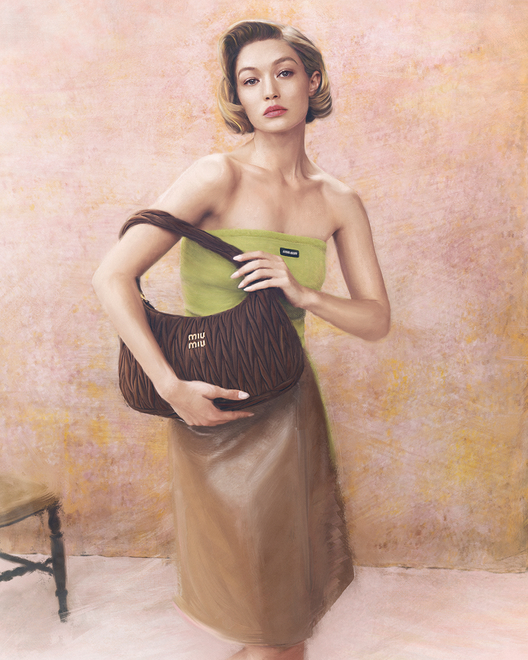 Miu Miu's 2025 leather goods campaign starring Gigi Hadid.