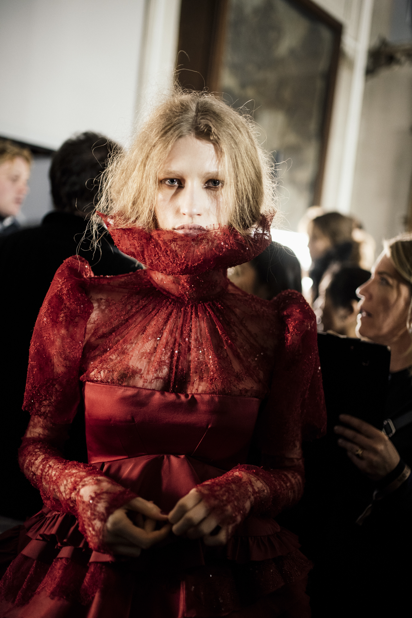 Backstage at Alexander McQueen Fall 2025 Ready-to-Wear Collection at Paris Fashion Week