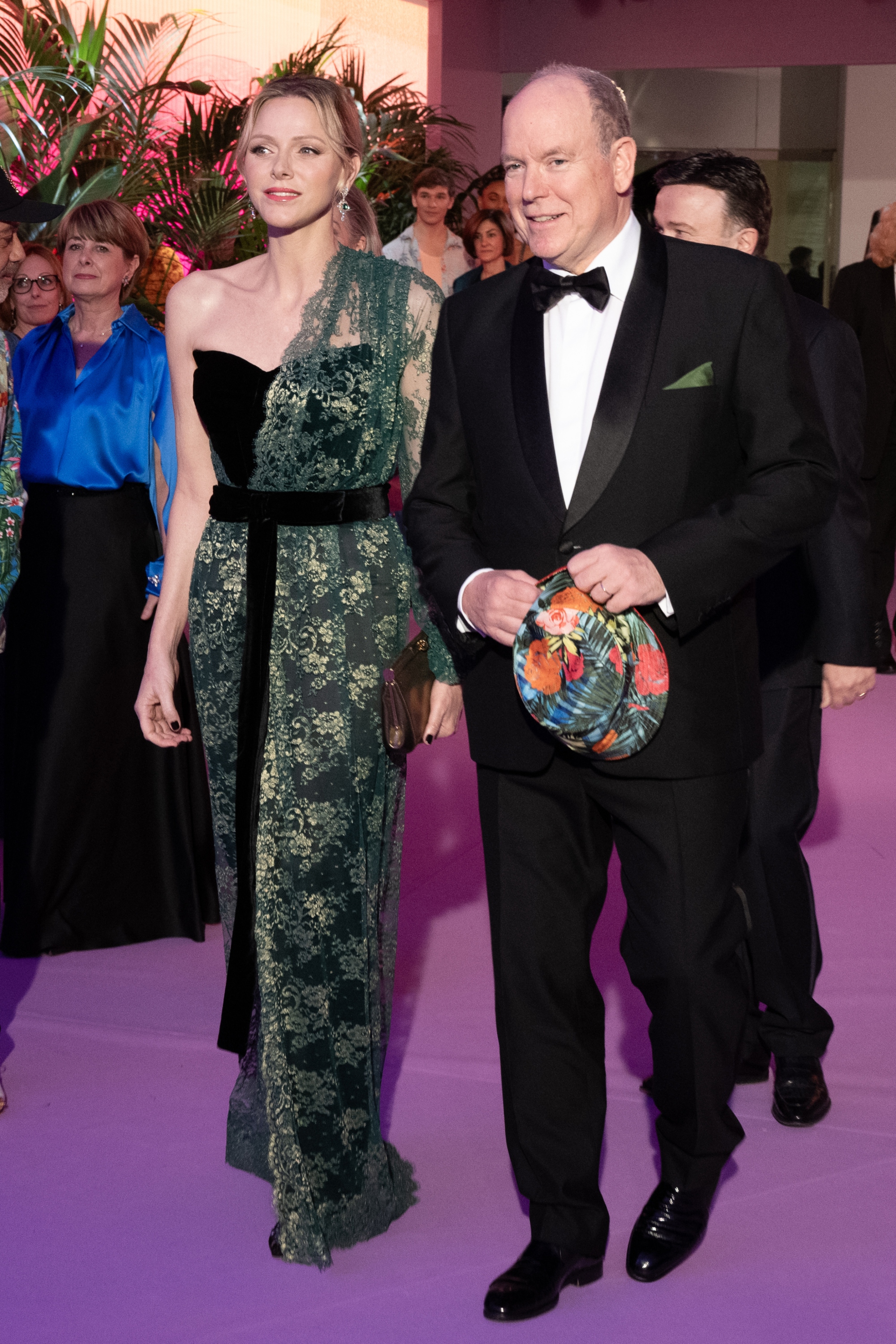 Princess Charlene and Prince Albert II of Monaco attend the 2025 Rose Ball in Maonco.