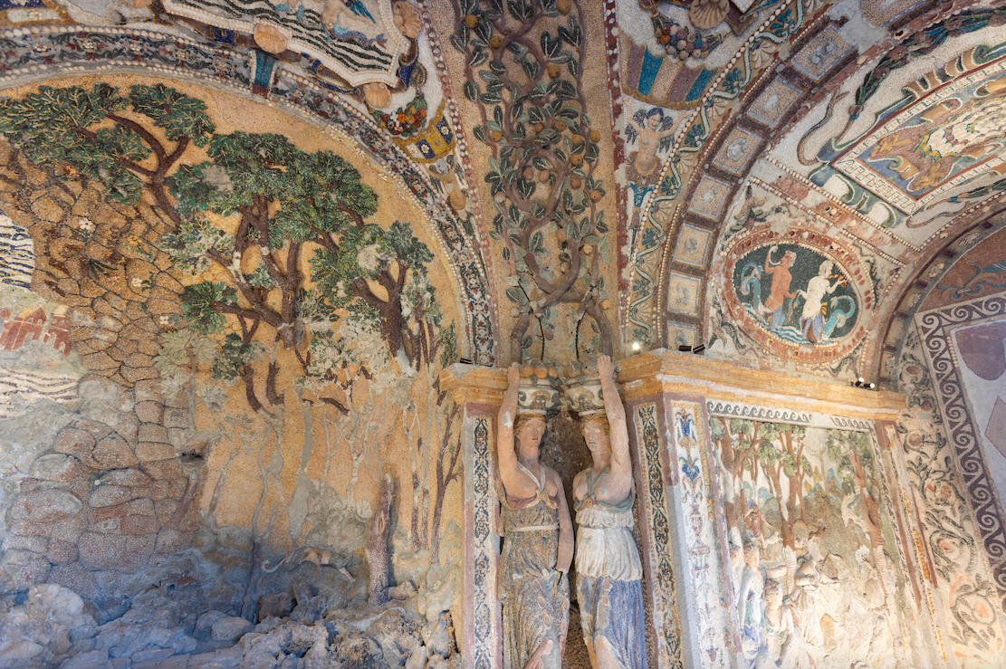 A partial view of Grotto of Diana at Villa d'Este after the restoration supported by Fendi.