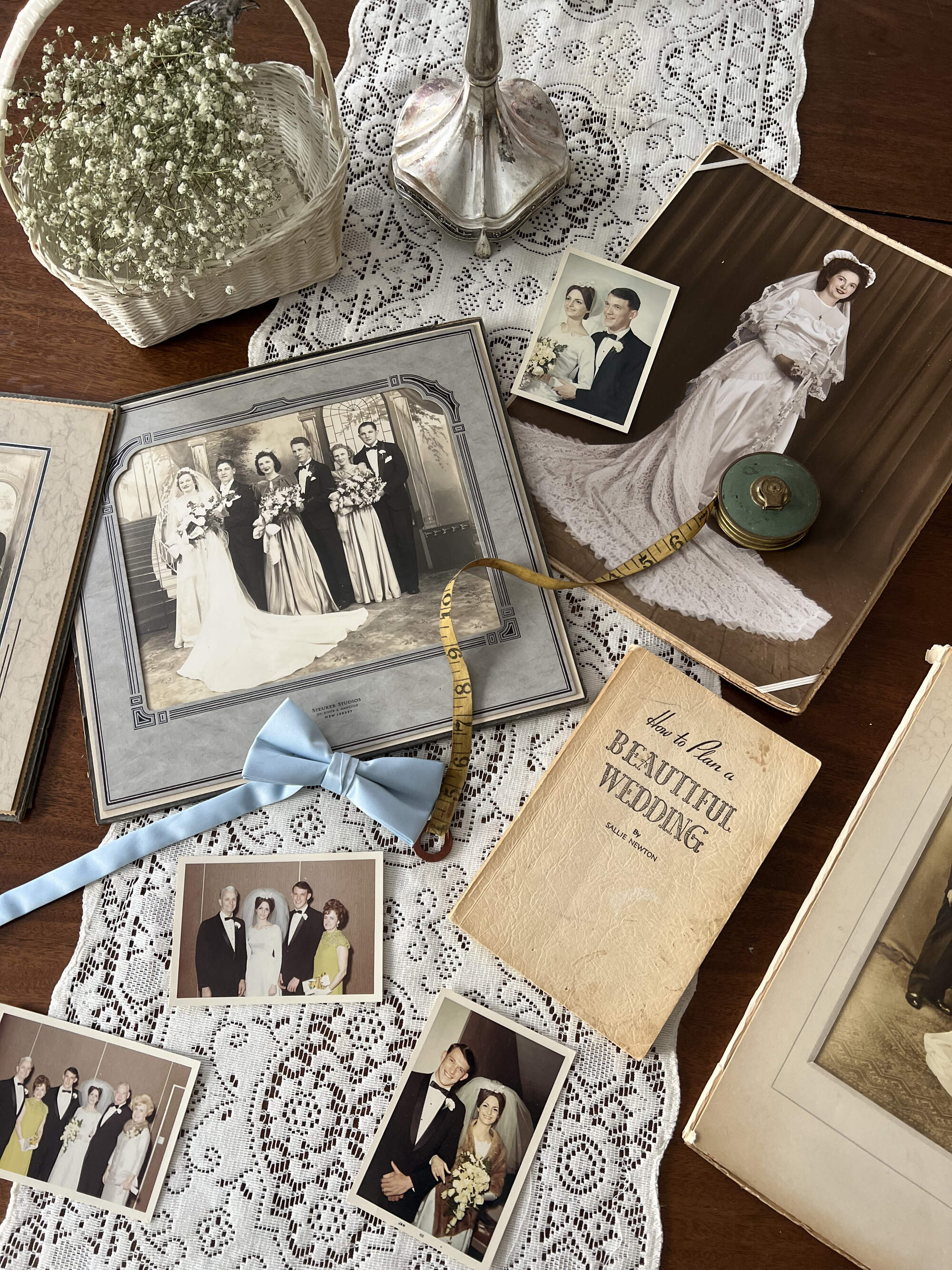 A collage of inspiration for Tanner Fletcher's Spring 2026 bridal fashion show during NYBFW.