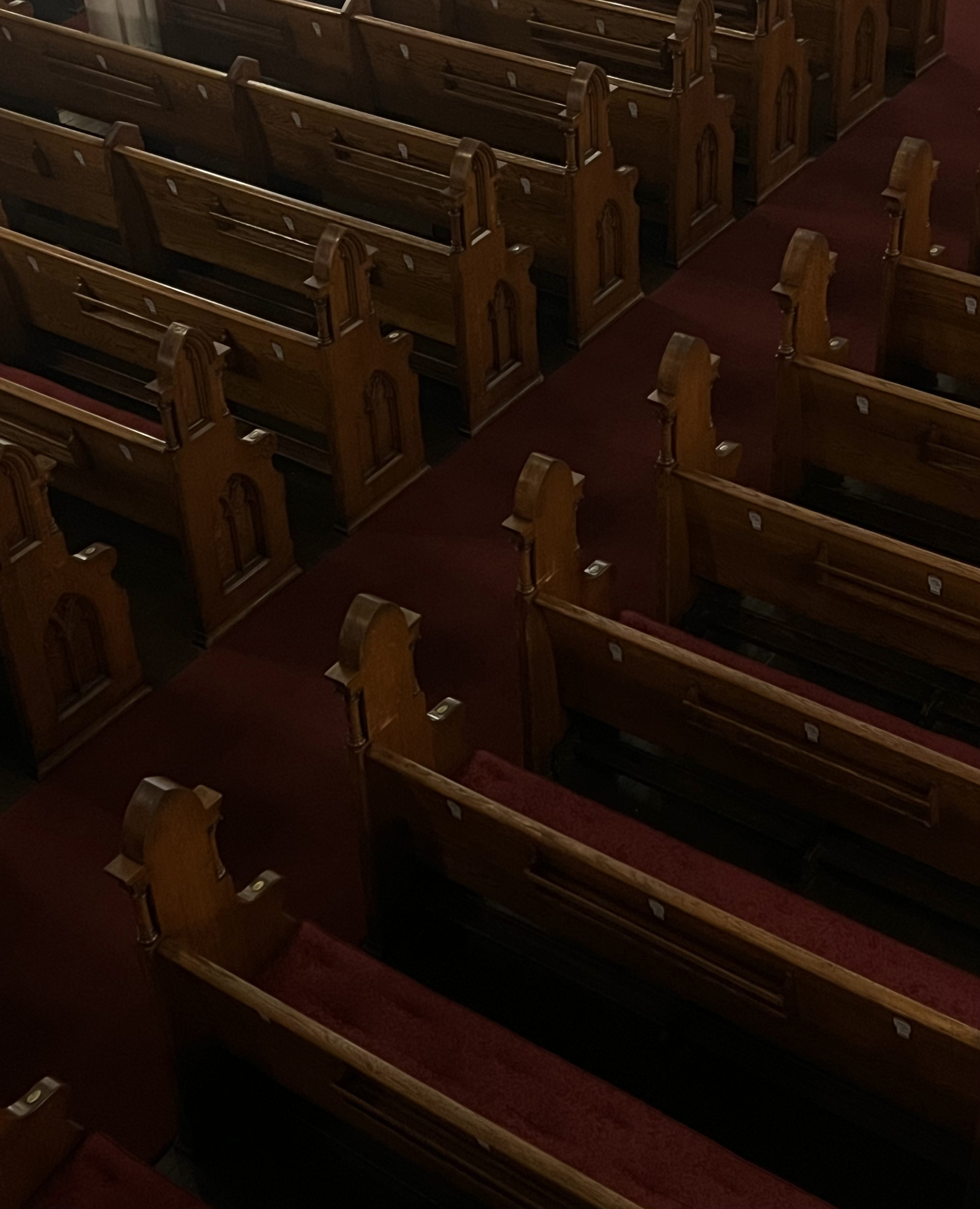 The pews at St. Paul's Evangelical Lutheran Church in Manhattan.