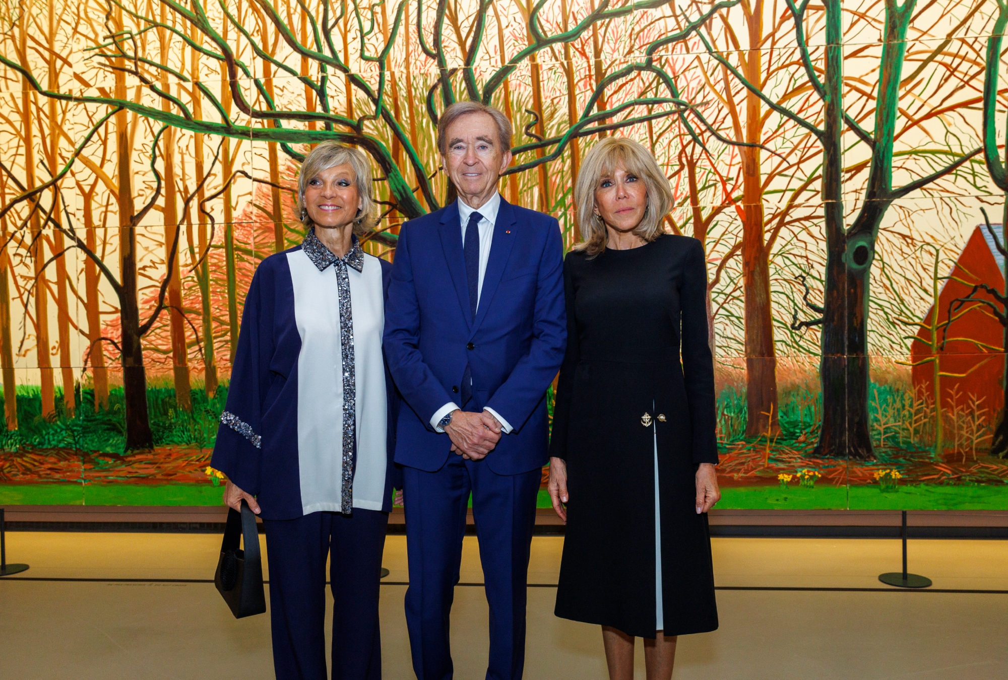 Brigitte Macron attends an exhibition in Paris.