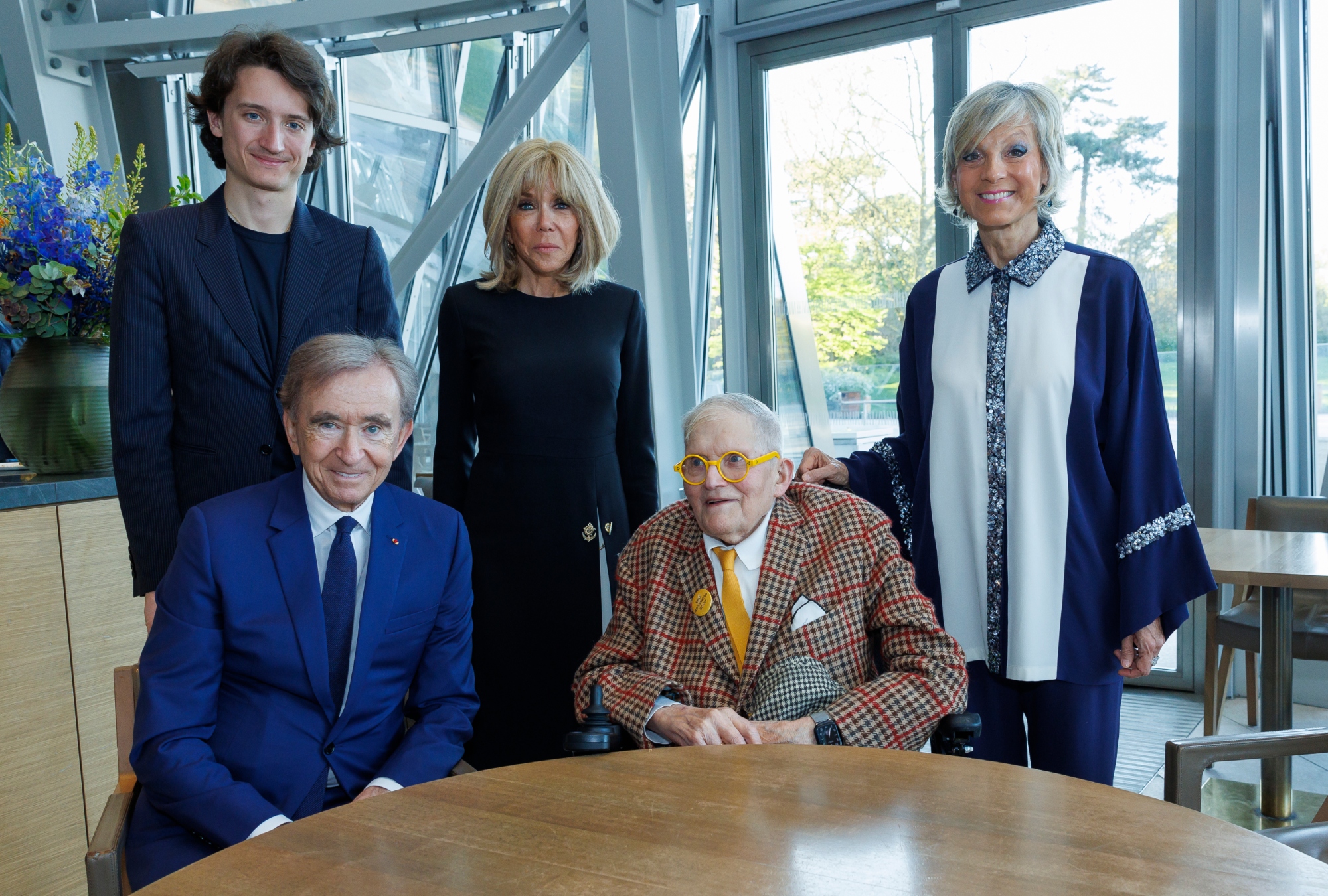 Brigitte Macron attends an exhibition in Paris.