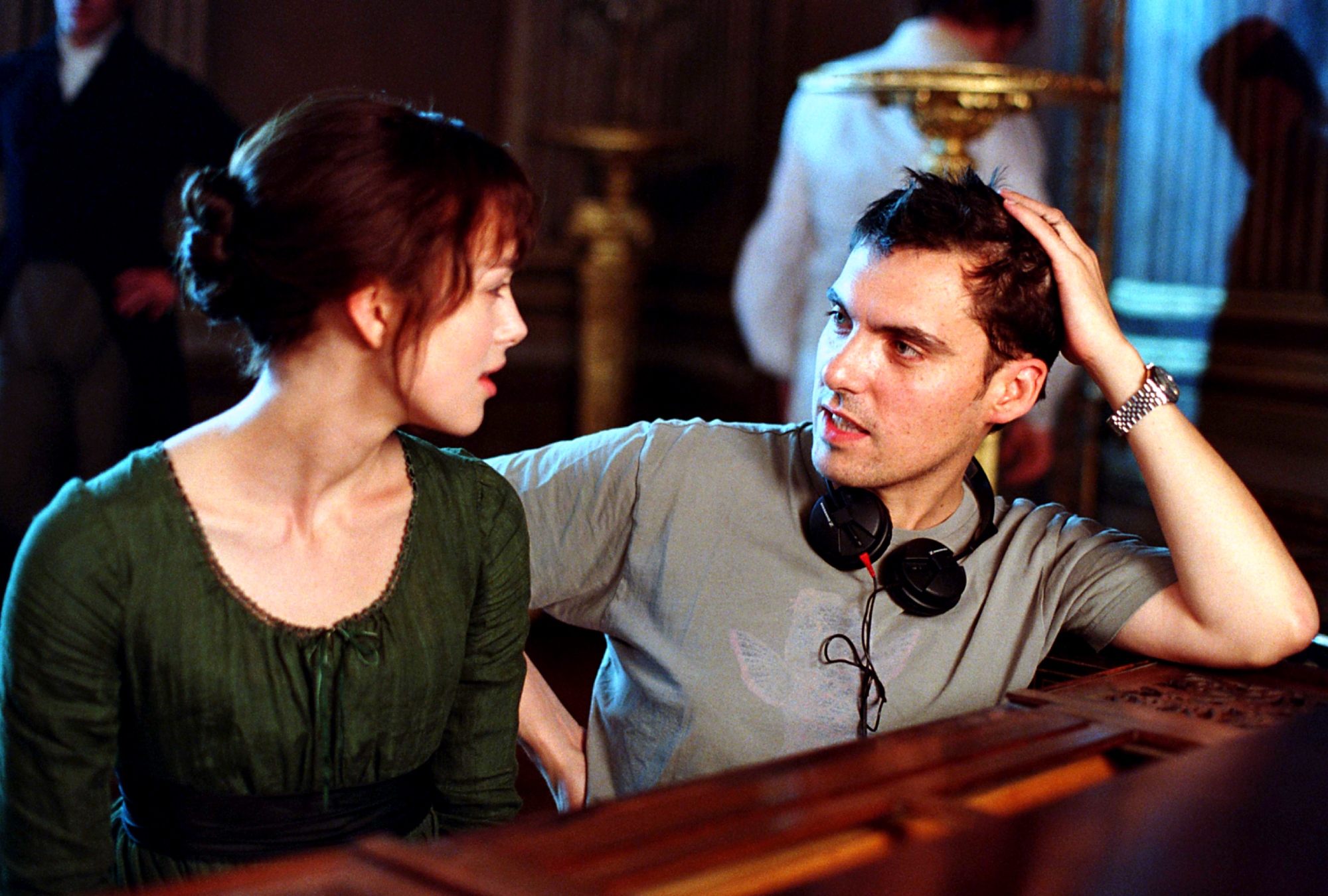 Keira Knightley and Joe Wright on the set of 'Pride & Prejudice.'