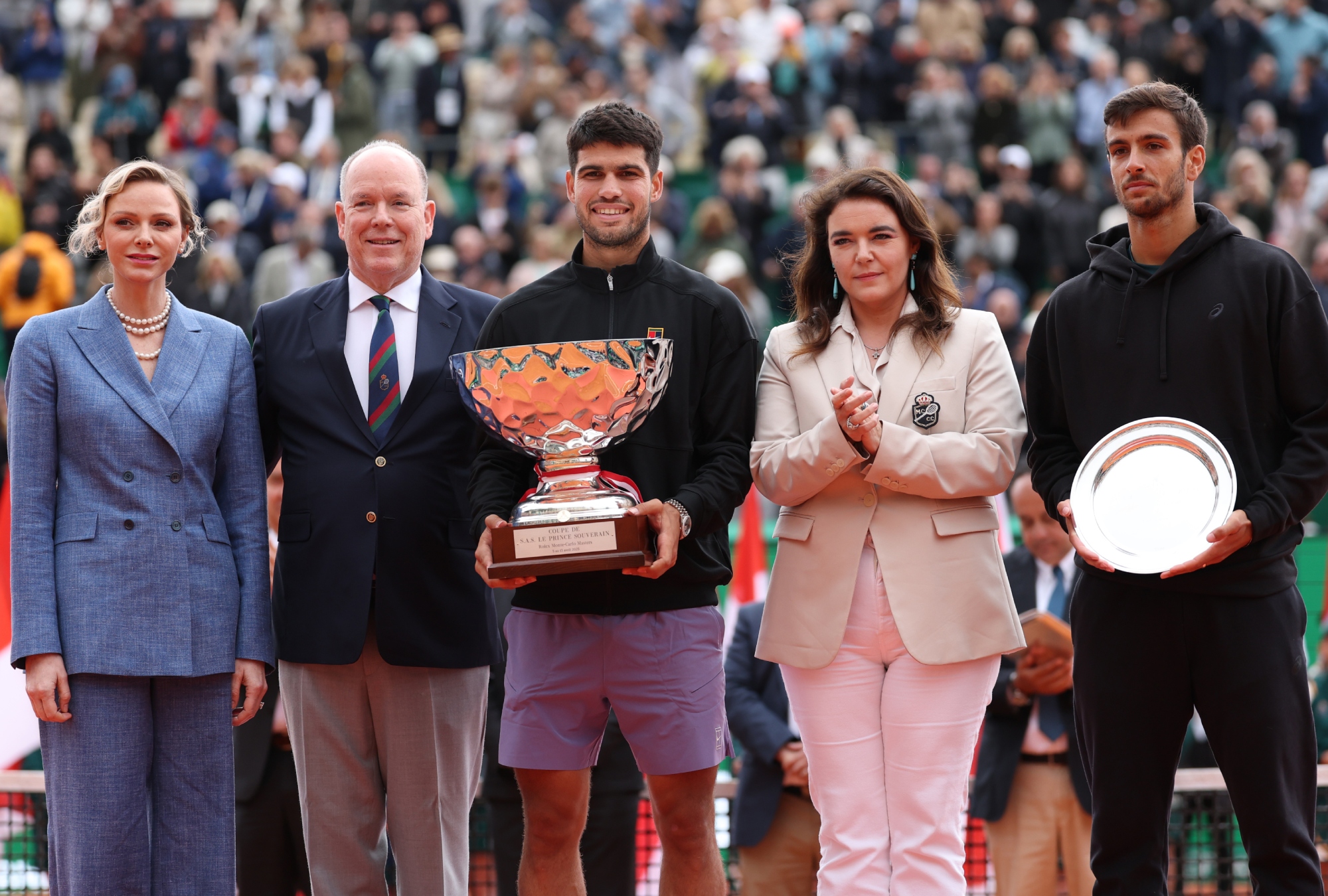 Princess Charlene wears a blue suited look for the Monte-Carlo Masters 2025.