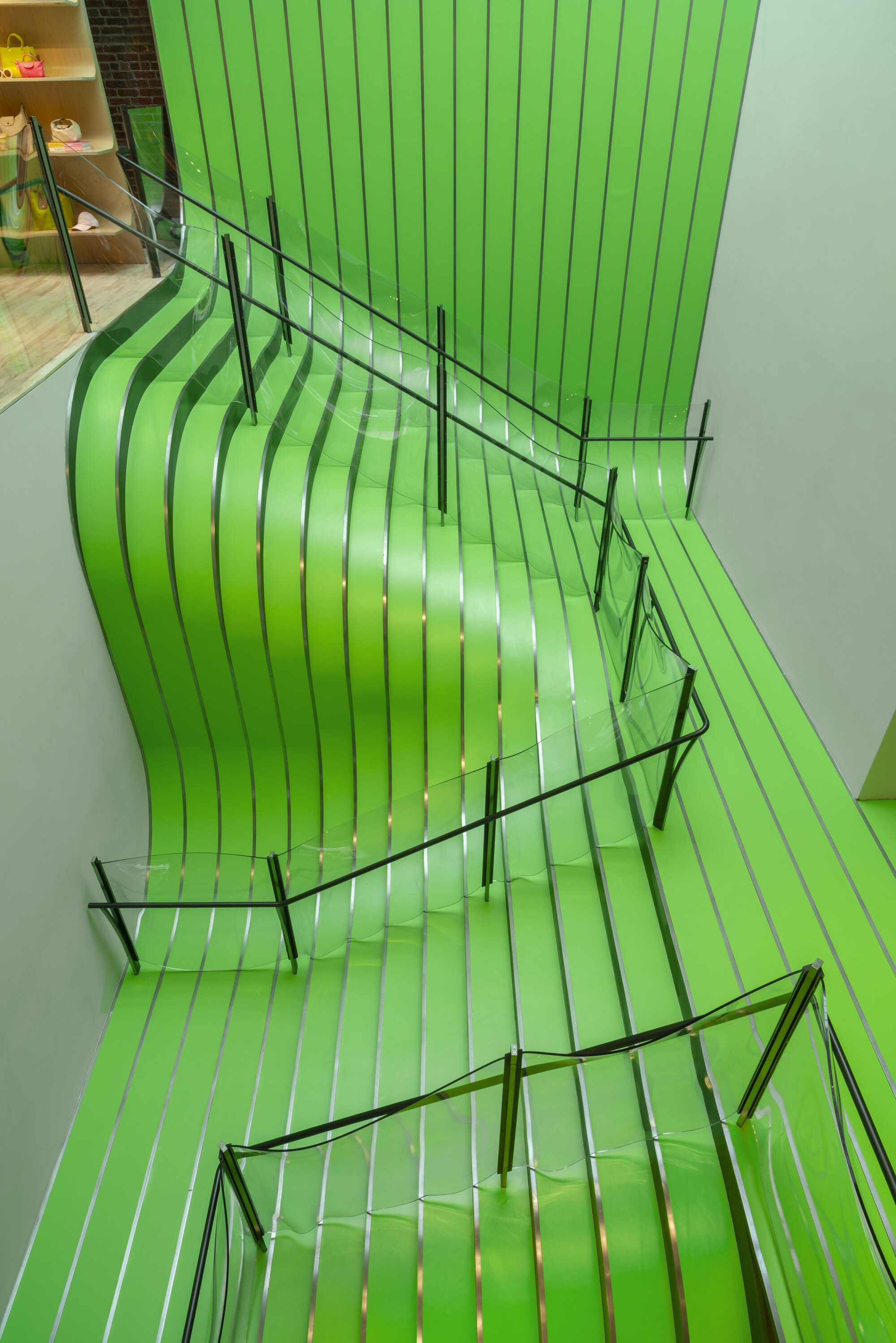 The Landscape installaion at the Longchamp SoHo flagship store in New York City