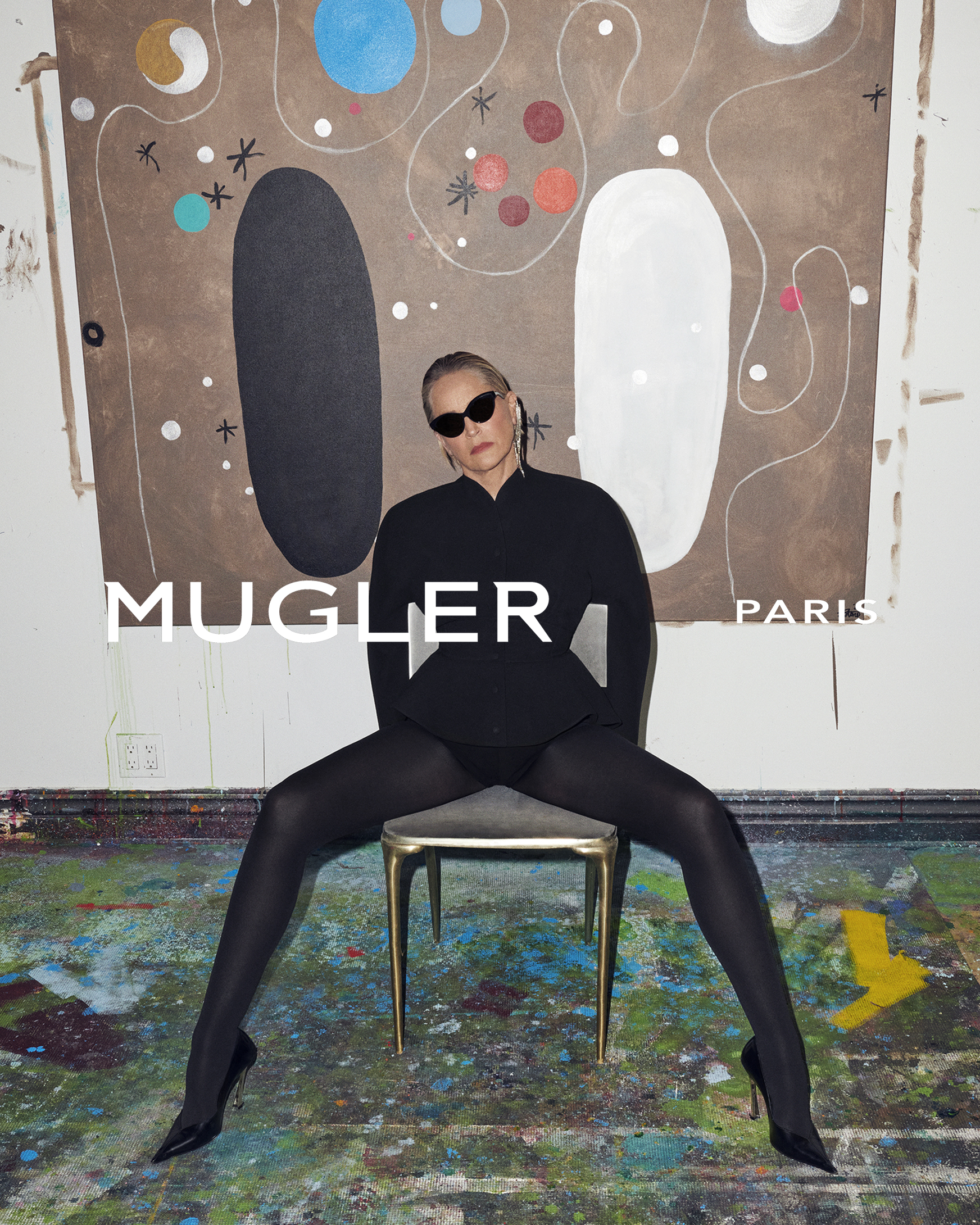 sharon stone wearing mugler