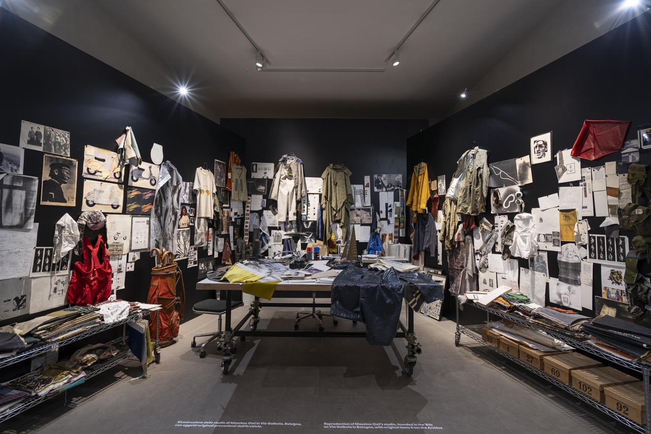 The reproduction of Massimo Osti's studio at the "Ideas from Massimo Osti. From Bologna, Beyond Fashion" exhibit.