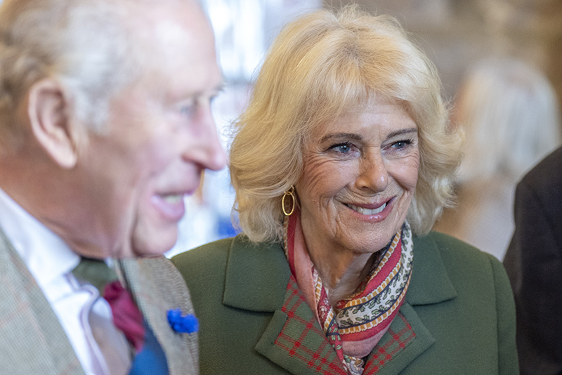 Queen Camilla wears green and red tartan for the 150th anniversary of The Albert Hall in Aberdeenshire on Oct. 9, 2025 in Ballater, Scotland.