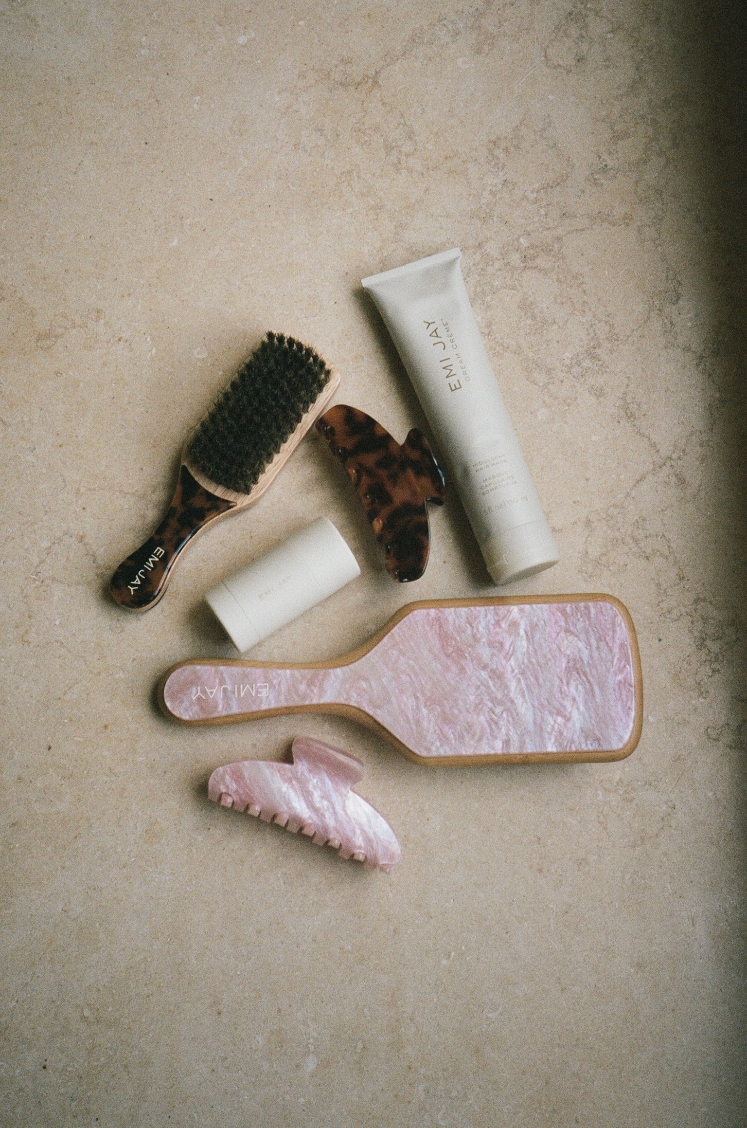 Emi Jay hair brushes and claws.