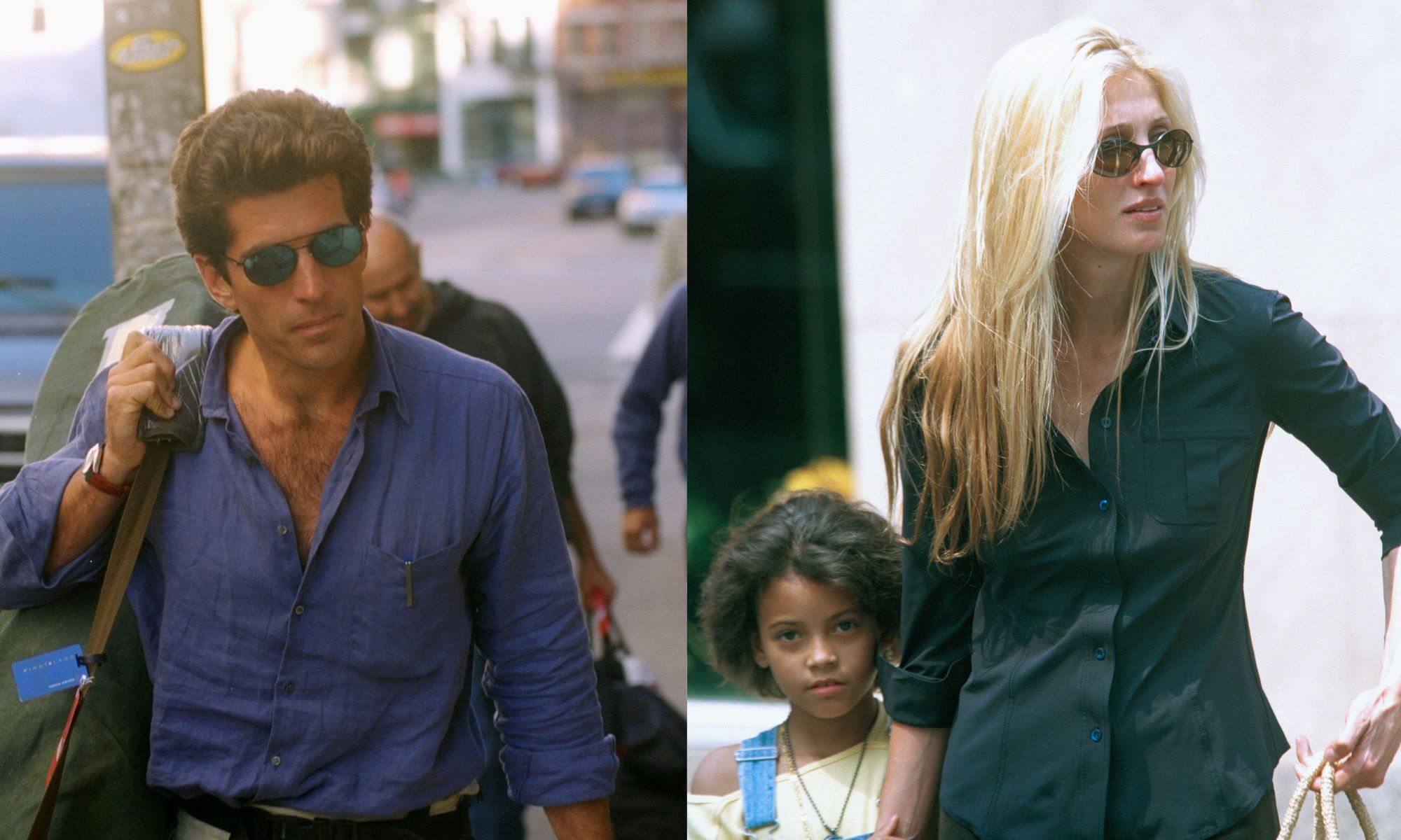 John F. Kennedy Jr. returns to his Tribeca home after his honeymoon; Carolyn Bessette walking on Madison Avenue with a little girl
